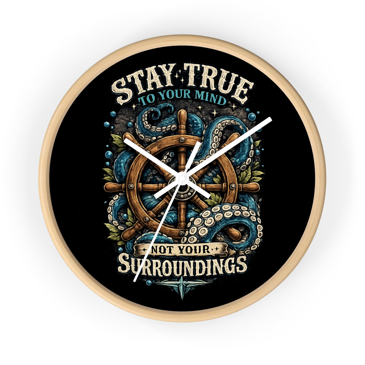 Nautical Octopus Wall Clock Coastal Gothic Decor Ocean Inspired Clock Stay True To Your Mind Alternative Wall Art