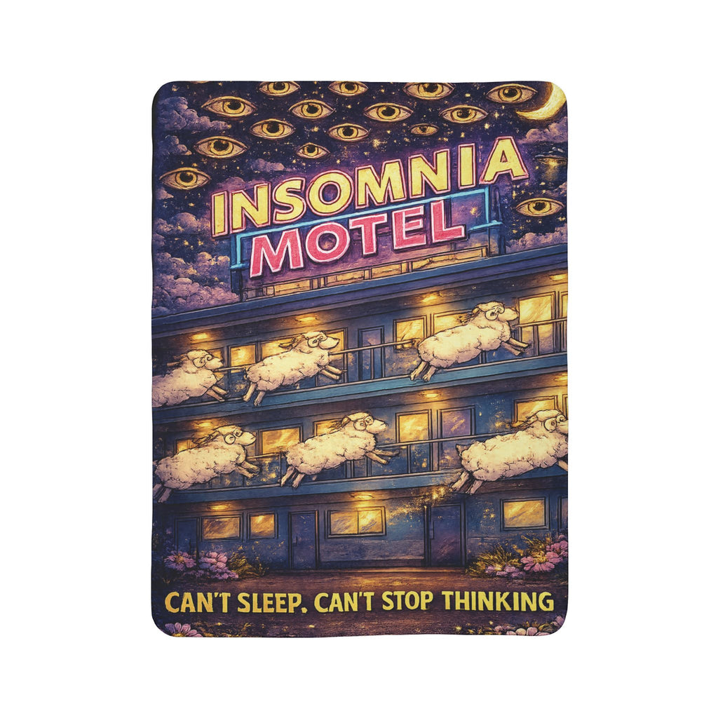 Insomnia Motel sheep pattern Fleece Sherpa Blanket | can't sleep can't stop thinking