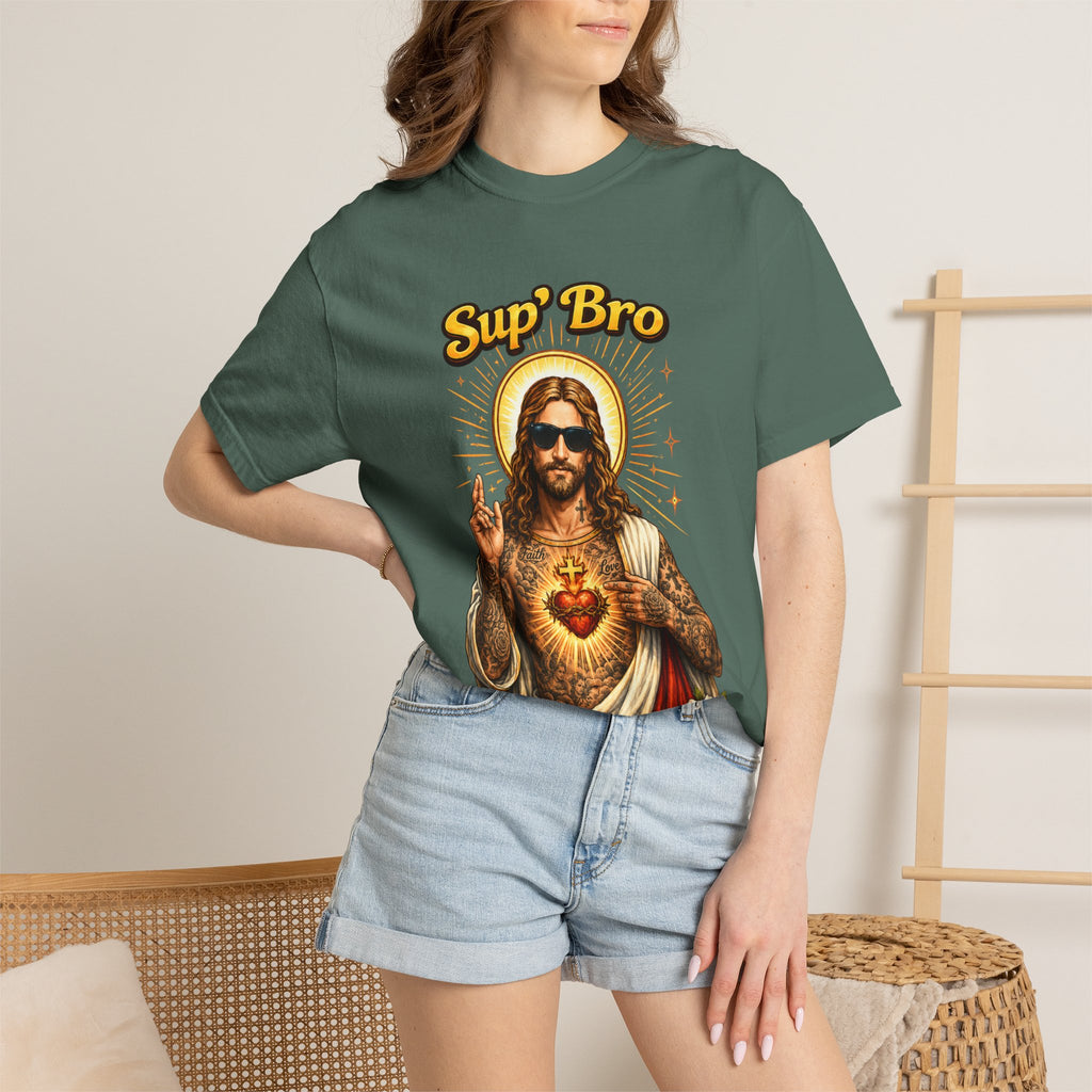 Sup Bro Tattoo Jesus Graphic Tee Funny Faith Tee Edgy Christian Graphic T Shirt Unisex Oversized Aesthetic Tee Viral TikTok Style