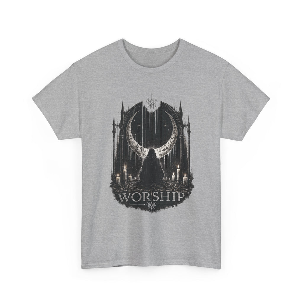 Worship Gothic T Shirt Dark Aesthetic Shirt Alternative Streetwear Moon Ritual Graphic Tee Unisex Black Metal Inspired Clothing