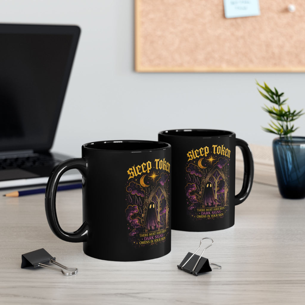Sleep Token Inspired Dark Signs Black Ceramic Mug Gothic Alternative Coffee Cup Celestial Ghost Aesthetic 11oz Mug