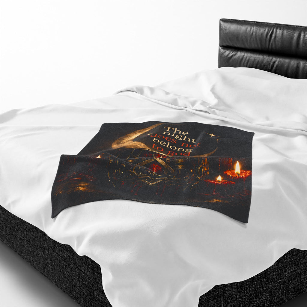 The Night Belongs to You Sleep Token inspired Velveteen Blanket | Crescent Moon, Gothic Mask, Candles