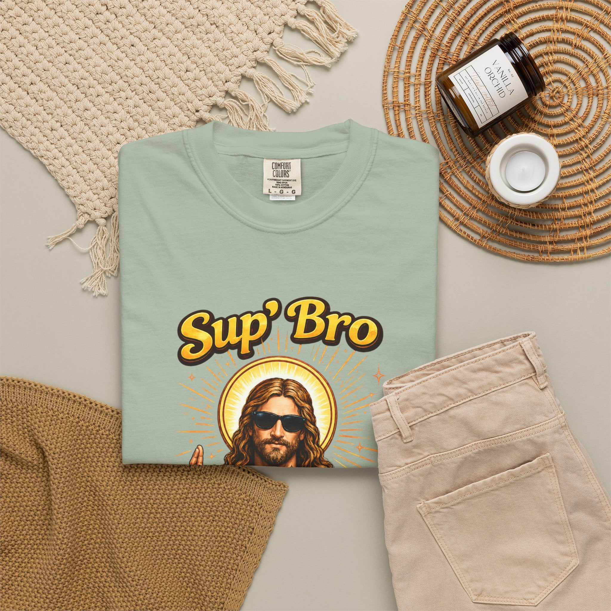 Sup Bro Tattoo Jesus Graphic Tee Funny Faith Tee Edgy Christian Graphic T Shirt Unisex Oversized Aesthetic Tee Viral TikTok Style