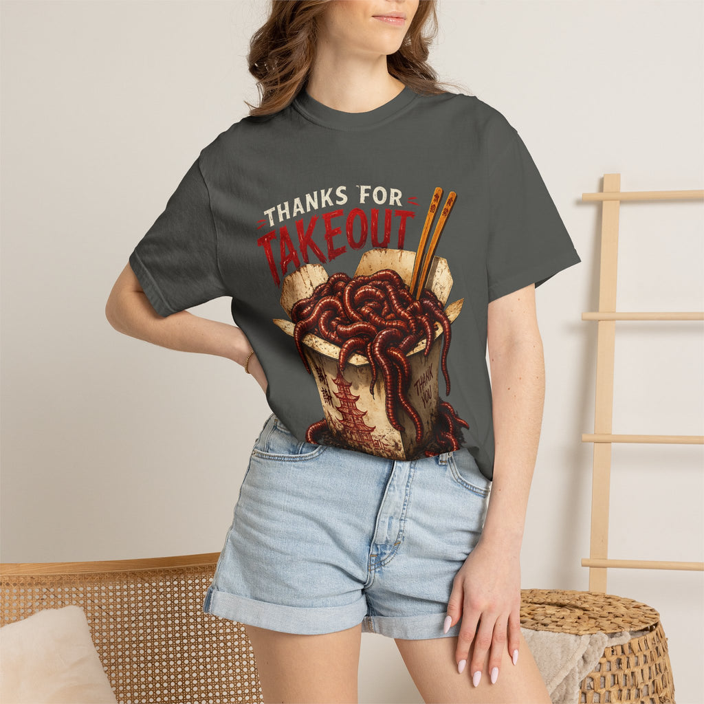 Funny Worm Takeout Shirt Extra Protein Tee Weird Graphic T Shirt Dark Humor Streetwear Vintage Style Unisex Tee Food Joke Shirt