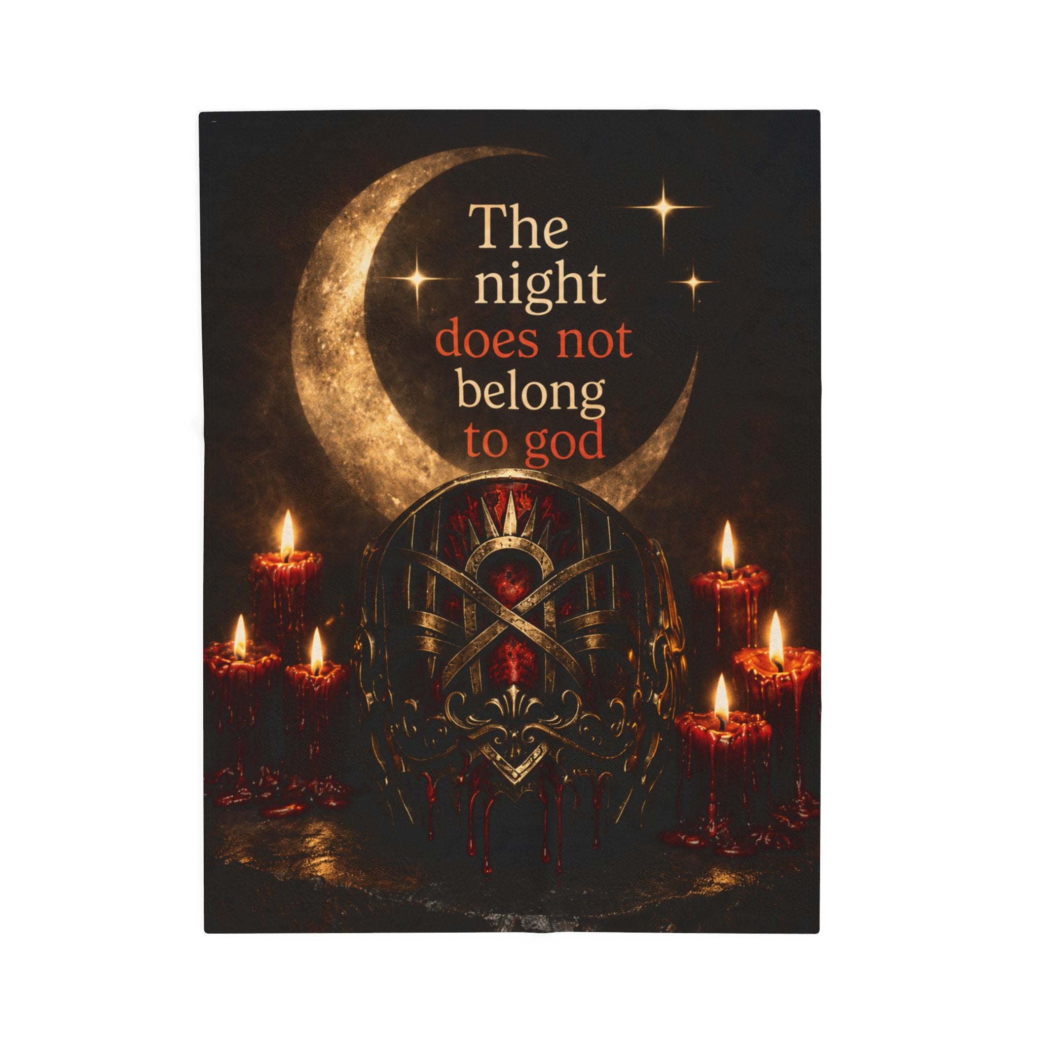 The Night Belongs to You Sleep Token inspired Velveteen Blanket | Crescent Moon, Gothic Mask, Candles