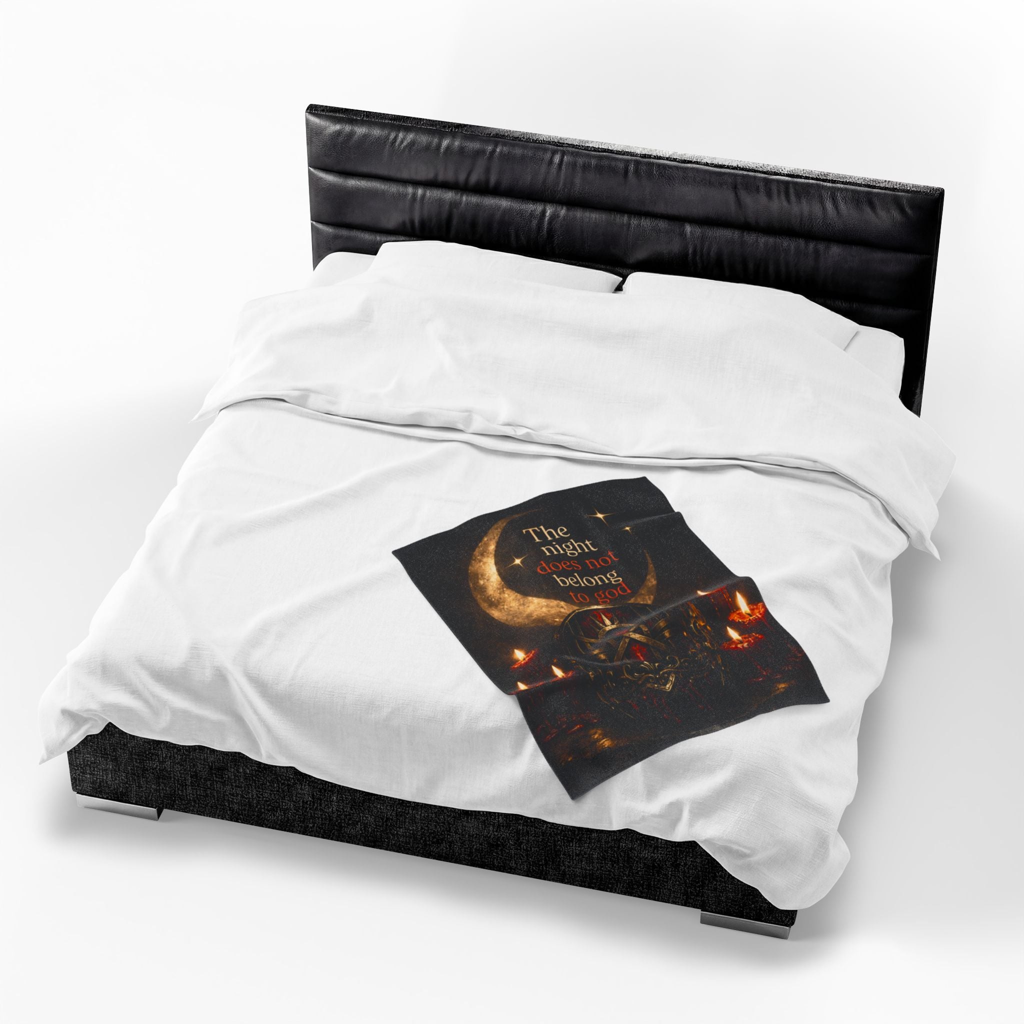 The Night Belongs to You Sleep Token inspired Velveteen Blanket | Crescent Moon, Gothic Mask, Candles