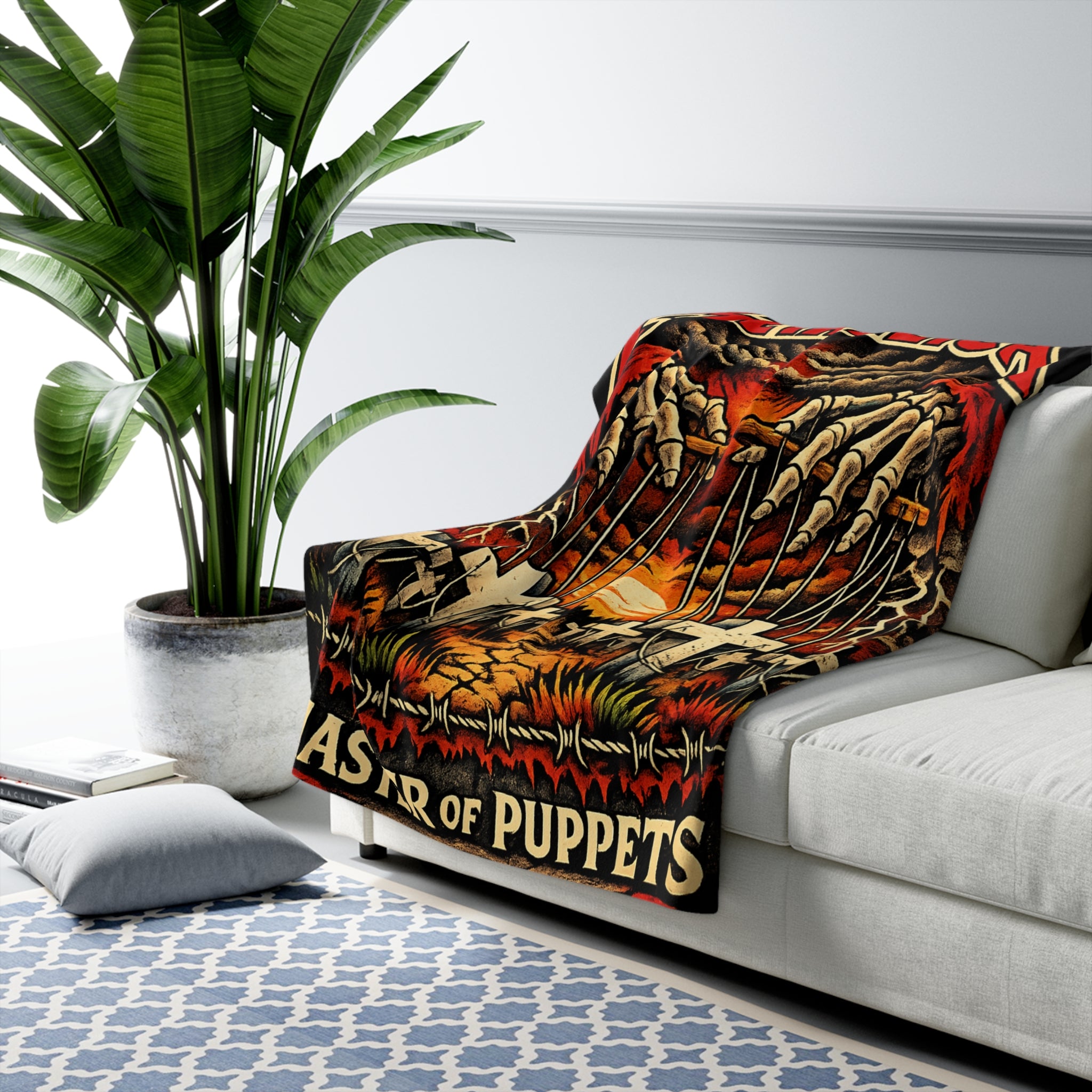 Master of Puppets Blanket Heavy Metal Throw Blanket Rock Band Inspired Fleece Blanket Gothic Home Decor Music Lover Gift Cozy Sofa Blanket