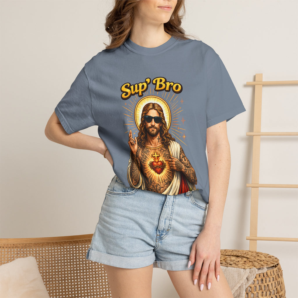 Sup Bro Tattoo Jesus Graphic Tee Funny Faith Tee Edgy Christian Graphic T Shirt Unisex Oversized Aesthetic Tee Viral TikTok Style