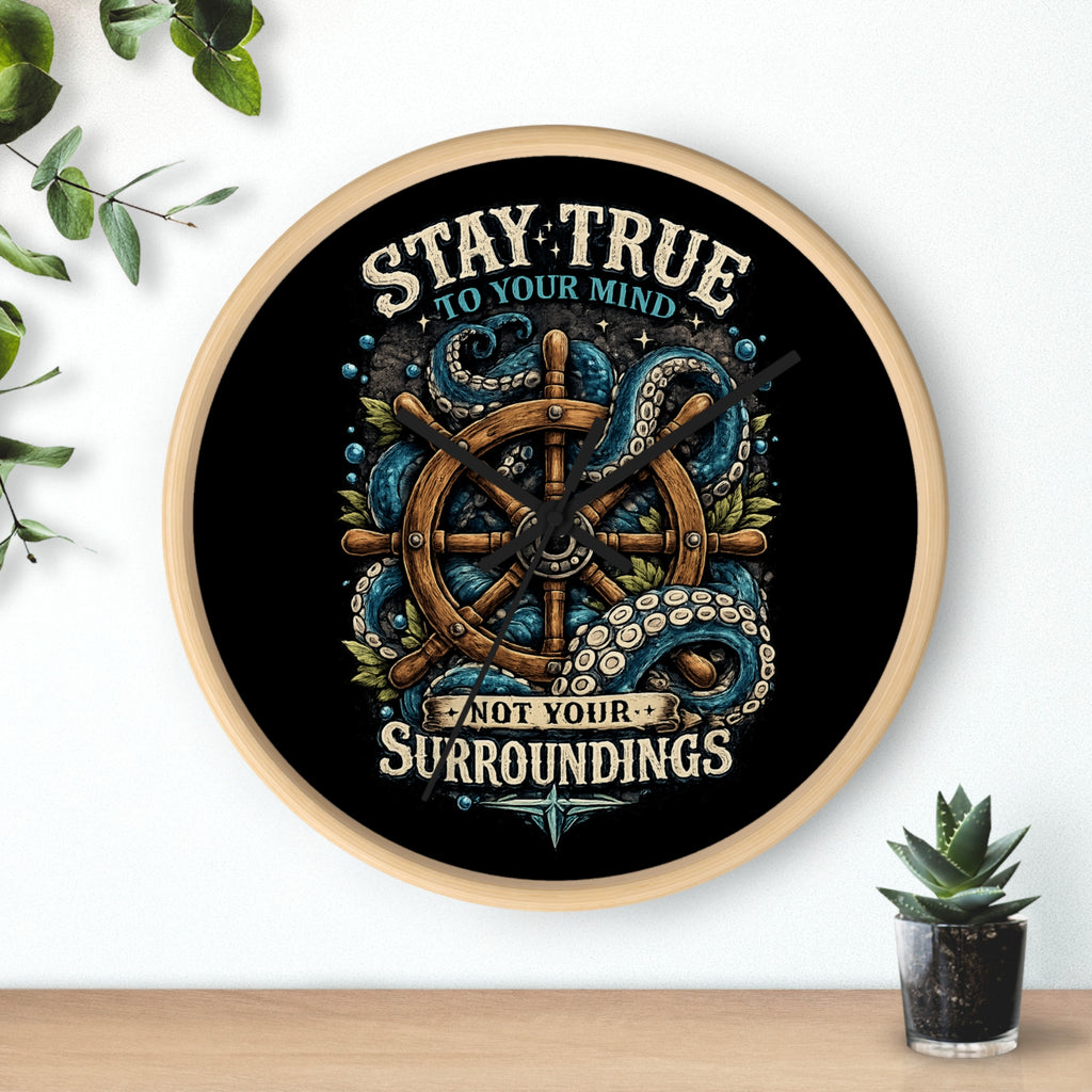 Nautical Octopus Wall Clock Coastal Gothic Decor Ocean Inspired Clock Stay True To Your Mind Alternative Wall Art