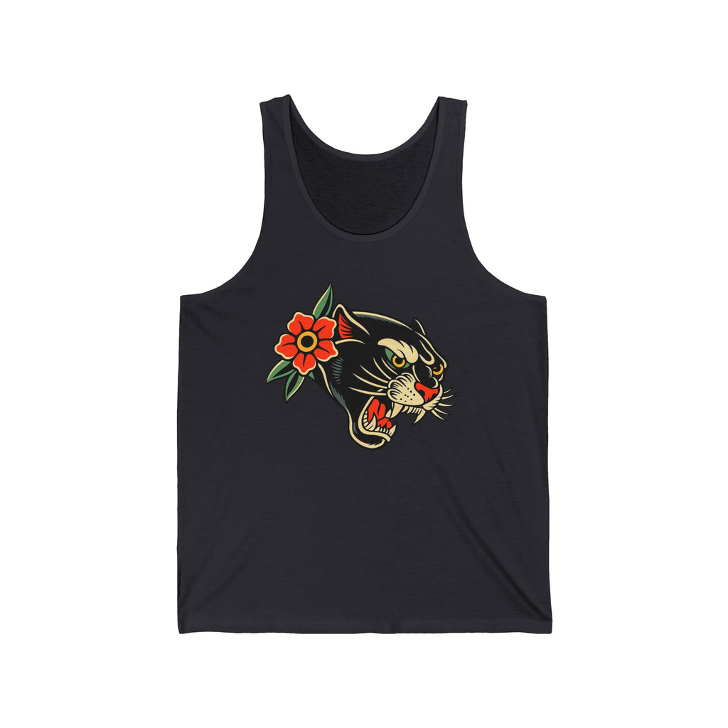 Traditional Panther Tank Top Vintage Tattoo Style Unisex Tank Top Retro Panther Shirt Athletic Heather Graphic Tank Streetwear Gift