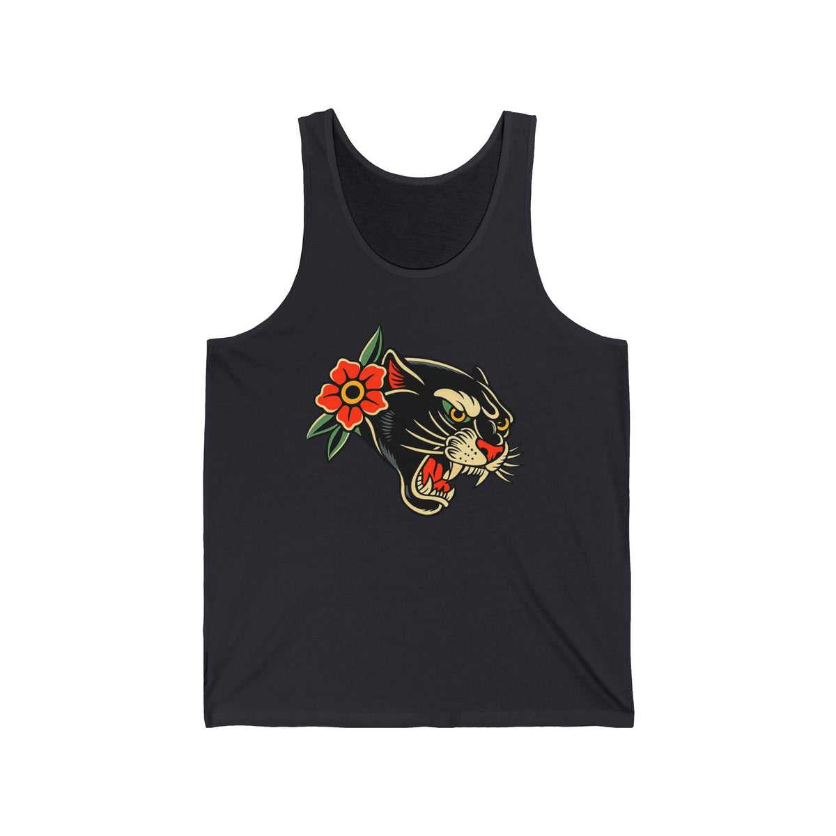 Traditional Panther Tank Top Vintage Tattoo Style Unisex Tank Top Retro Panther Shirt Athletic Heather Graphic Tank Streetwear Gift