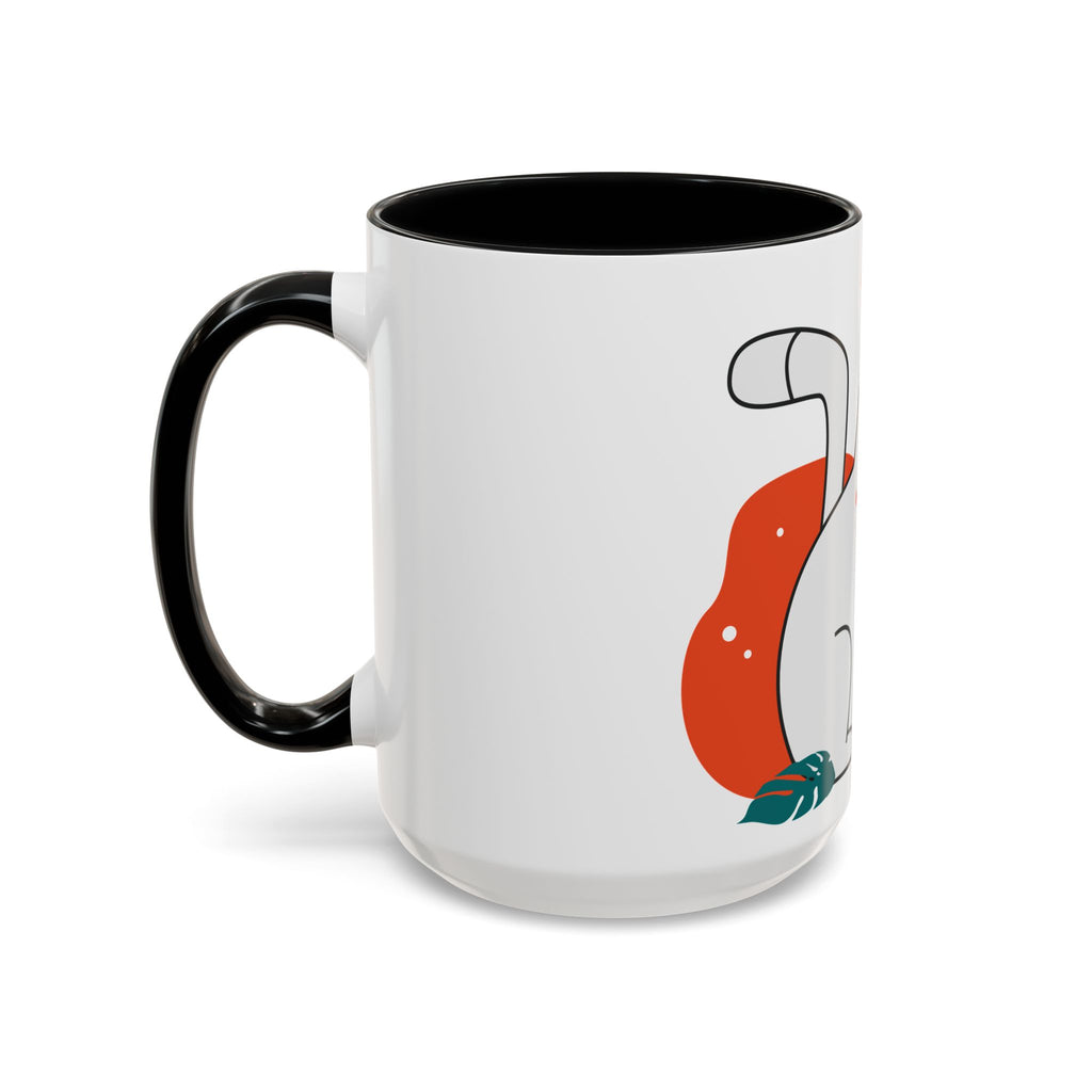 Cute Cat Coffee Mug  Playful White Cat with Tropical Leaf Accent 11oz 15oz