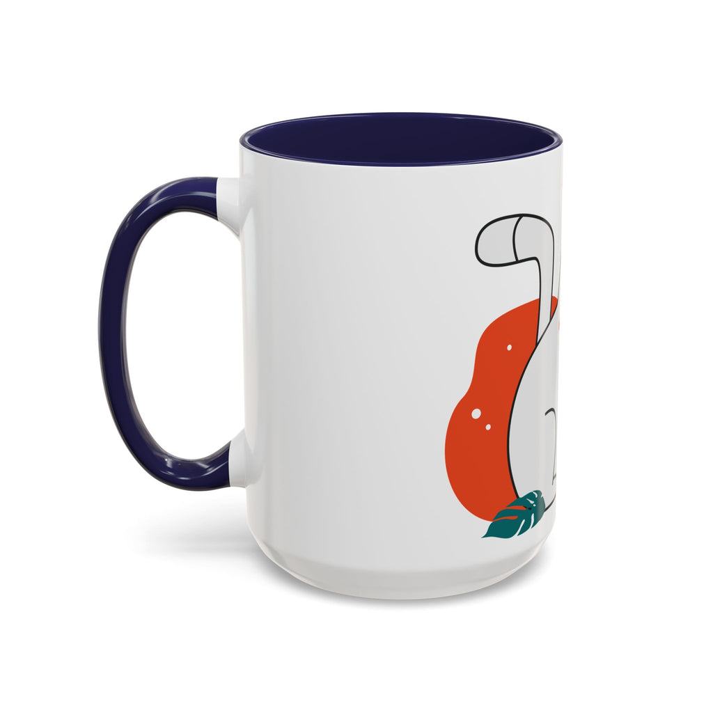 Cute Cat Coffee Mug  Playful White Cat with Tropical Leaf Accent 11oz 15oz