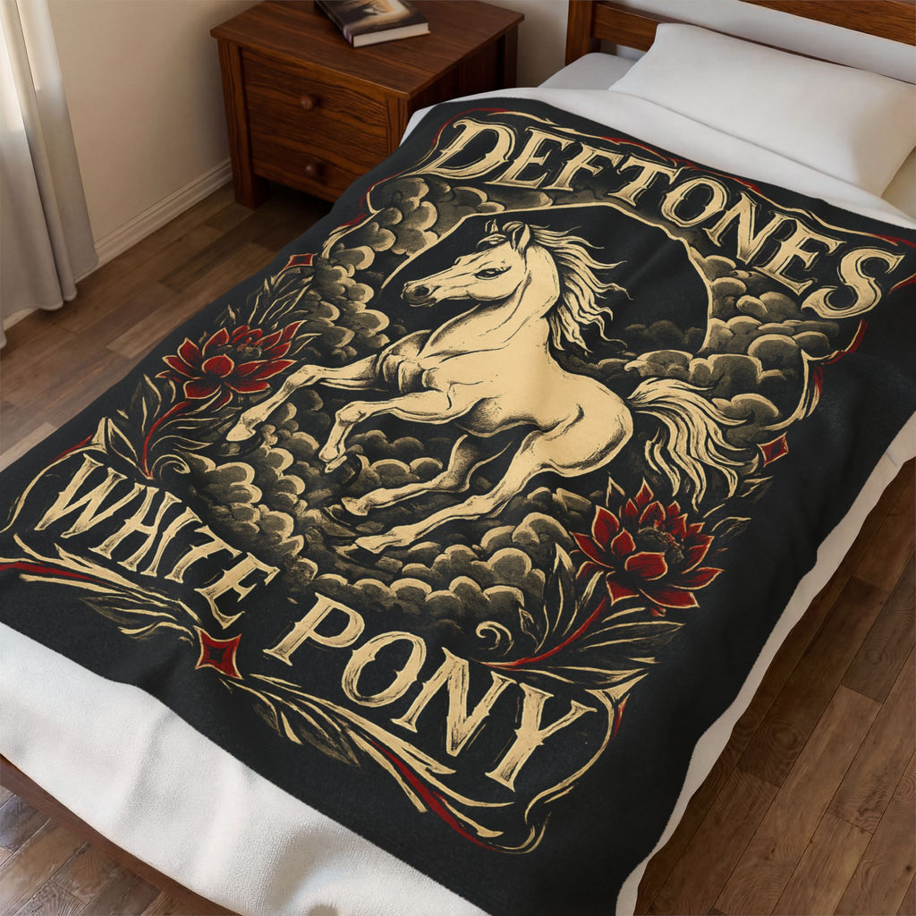 Deftones White Pony Throw Blanket Gothic Horse Blanket Alternative Rock Home Decor Ultra Soft Cozy Fleece Blanket Music Inspired Gift