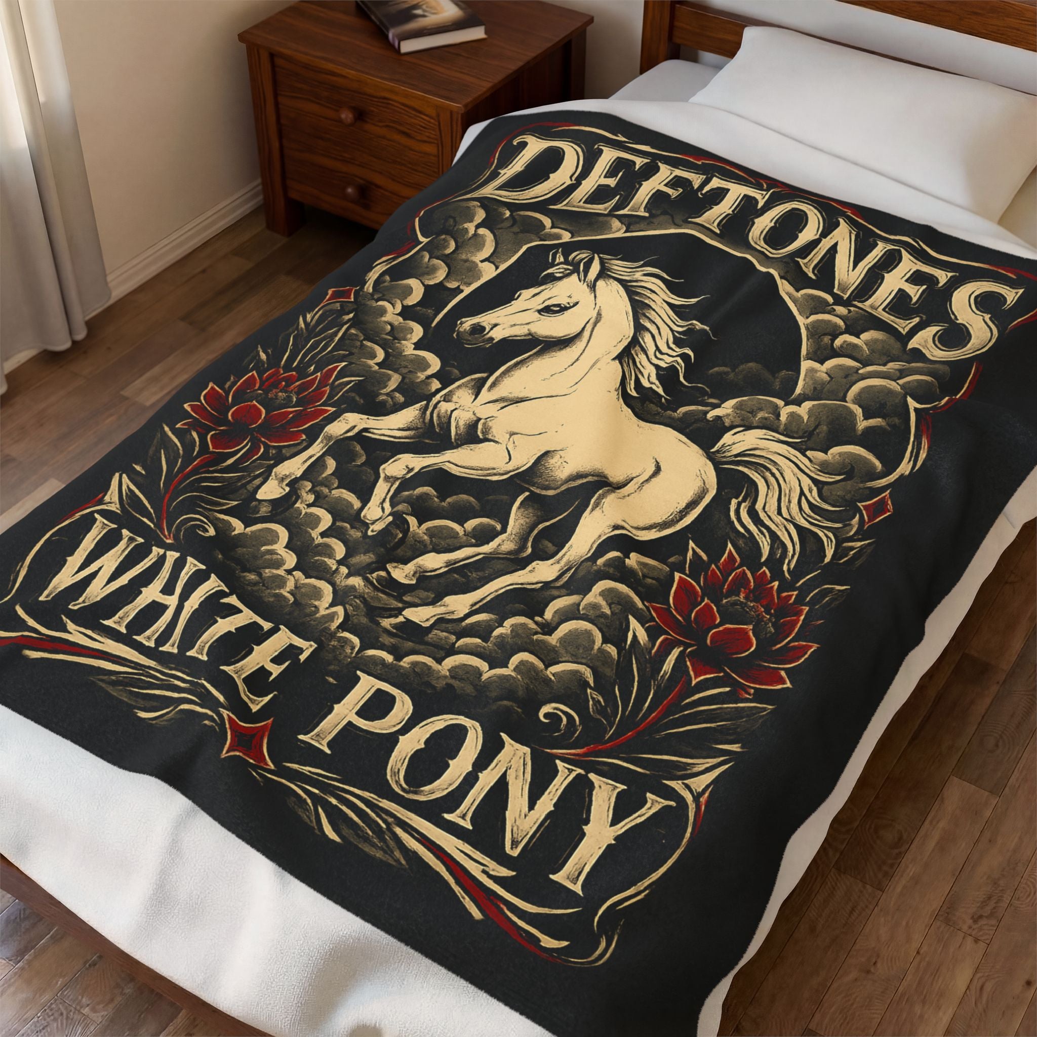 Deftones White Pony Throw Blanket Gothic Horse Blanket Alternative Rock Home Decor Ultra Soft Cozy Fleece Blanket Music Inspired Gift