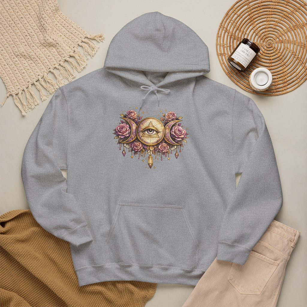 Mystical Third Eye Hoodie Celestial Moon Phase Sweatshirt Spiritual Aesthetic Hoodie Witchy Floral Pullover Boho Hoodie Cozy Sweatshirt