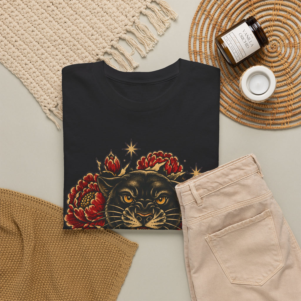 Roaring Panther with Roses T-Shirt | No Peace Without Pressure