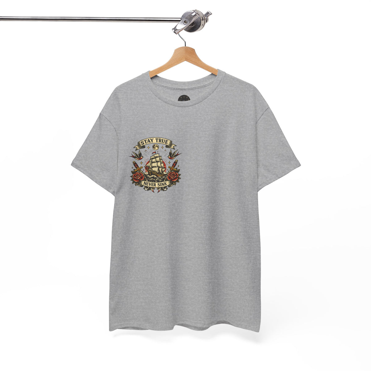 Stay True Never Sink T-Shirt — Vintage Sailboat Tattoo Graphic Tee