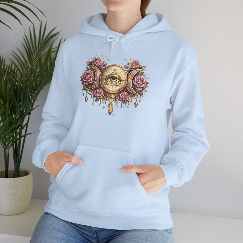 Mystical Third Eye Hoodie Celestial Moon Phase Sweatshirt Spiritual Aesthetic Hoodie Witchy Floral Pullover Boho Hoodie Cozy Sweatshirt