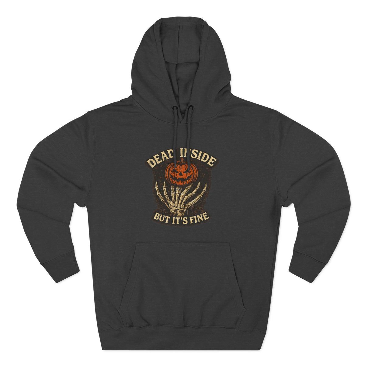 Hoodie — 'Dead Inside But It's Fine' Pumpkin Patch Goth Pullover