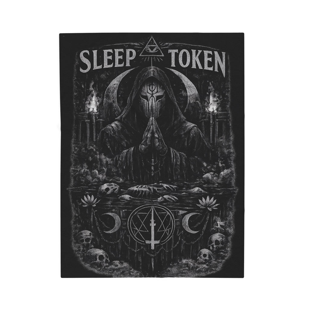 Sleep Token priest artwork Velveteen Blanket | dark gothic skulls crescent moons