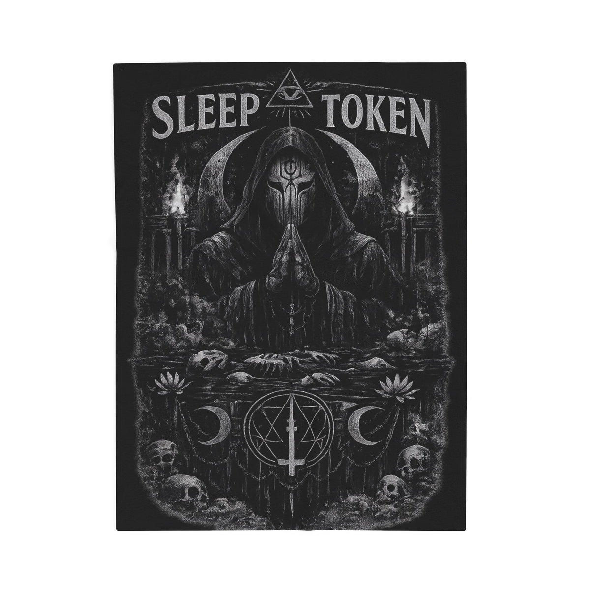 Sleep Token priest artwork Velveteen Blanket | dark gothic skulls crescent moons