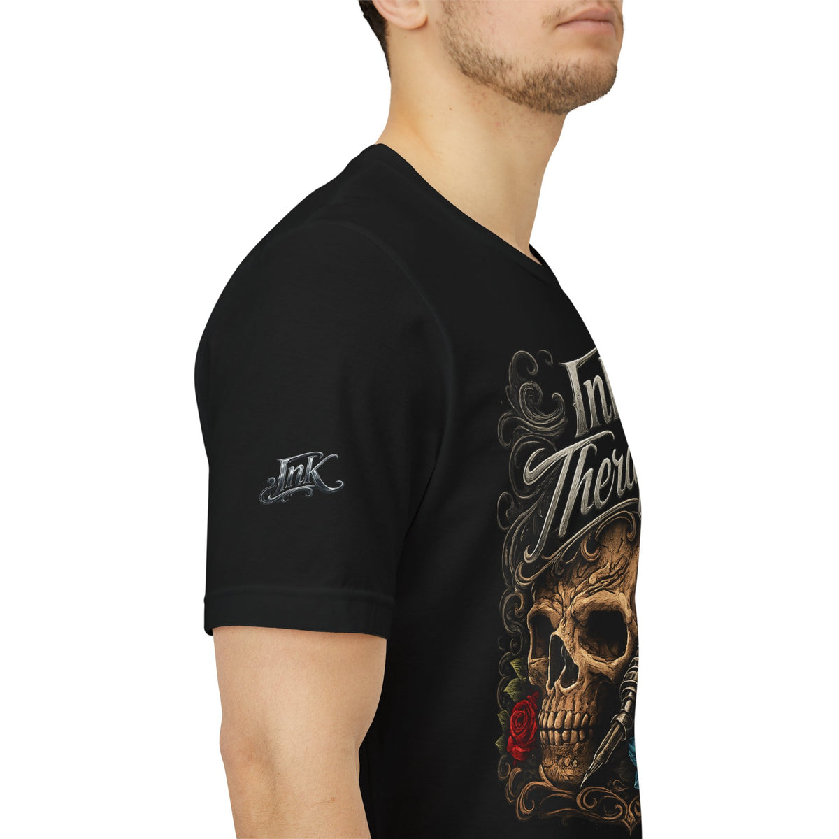 Ink Therapy Tattoo Shirt Skull Graphic Tee Gothic Streetwear Tattoo Artist Shirt Alternative Fashion Unisex Tattoo Lover T Shirt