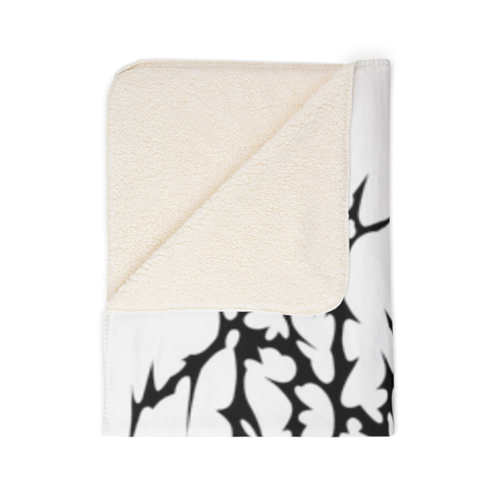 Gothic Thorn Sherpa Blanket | Sleep Token Band Black & White Abstract Fleece Throw