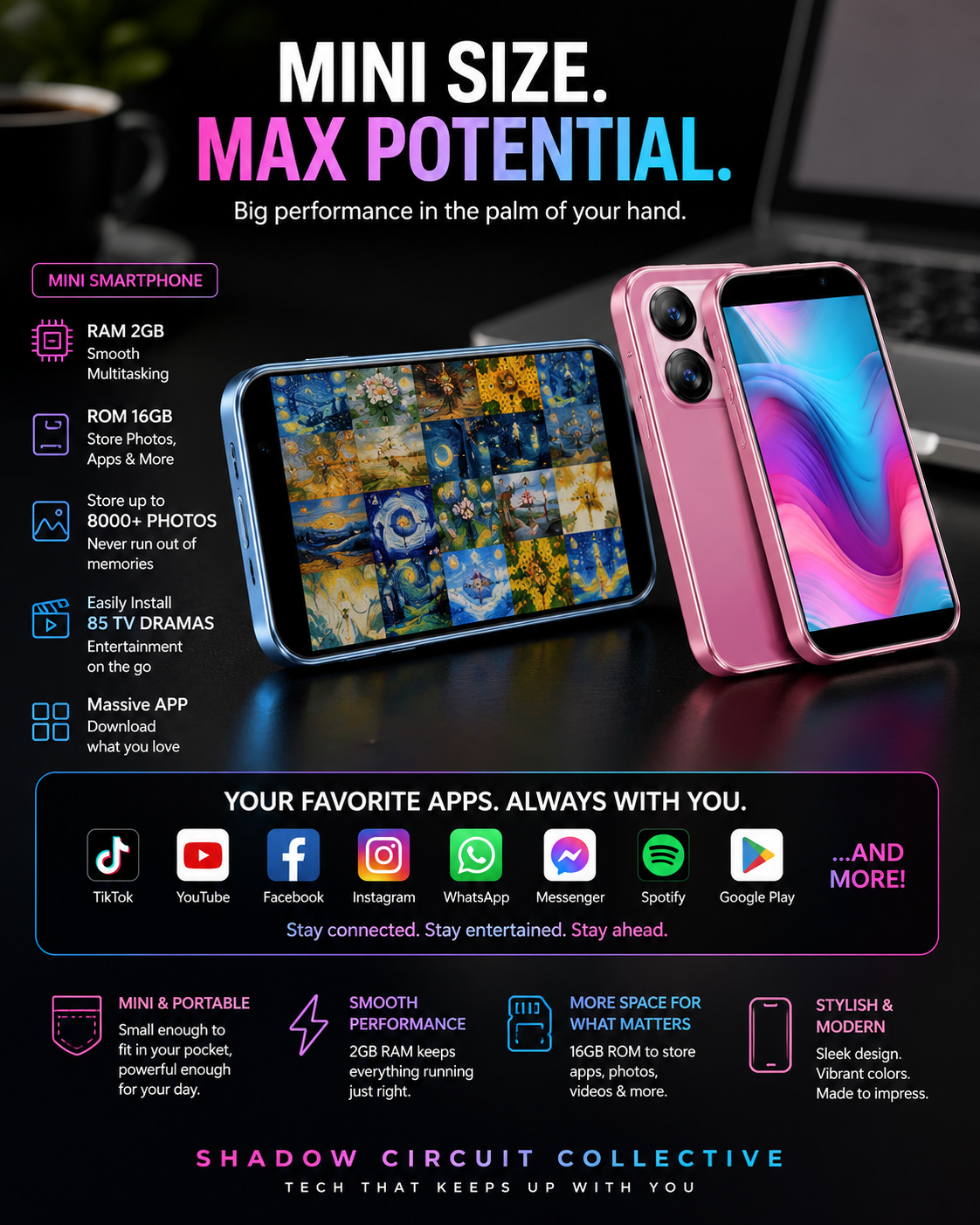 Mini Phone Unlocked World's Smallest 3.0in HD Touch Screen Mini Smartphone Android 8.1 Big Smartphone Features Without the Bulk | Mini Android Phone with Dual Camera
