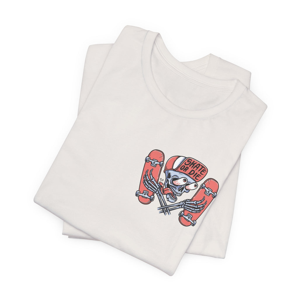 Skate Or Die Shirt Small Logo Front Skateboard Tee Skull Graphic Shirt Skater Streetwear Gift For Skaters Unisex Cotton Tee