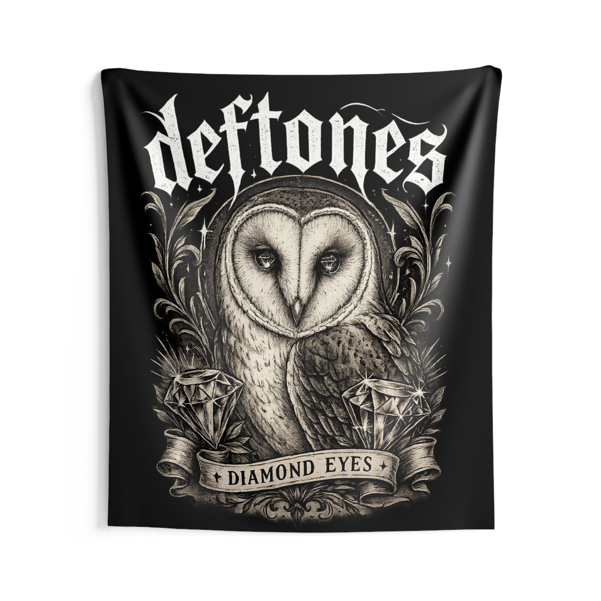 Deftones Diamond Eyes Tapestry Gothic Owl Wall Hanging Alternative Room Decor Dark Aesthetic Bedroom Dorm Music Room Tapestry