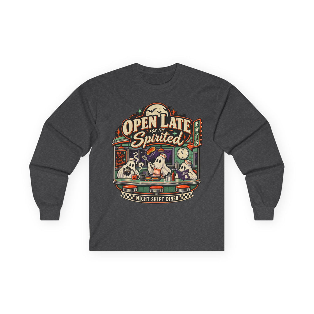 Open Late Spirited ghosts diner Long Sleeve Tee | Night Shift Diner