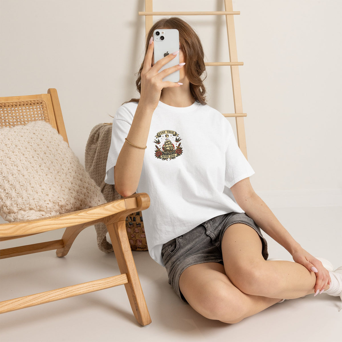 Stay True Never Sink T-Shirt — Vintage Sailboat Tattoo Graphic Tee