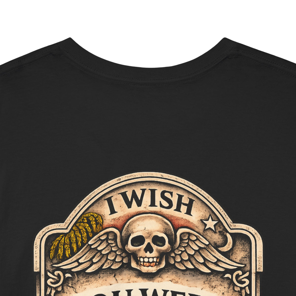 T-Shirt — “I Wish You Were Here” Tombstone Skull Vintage Graphic Tee