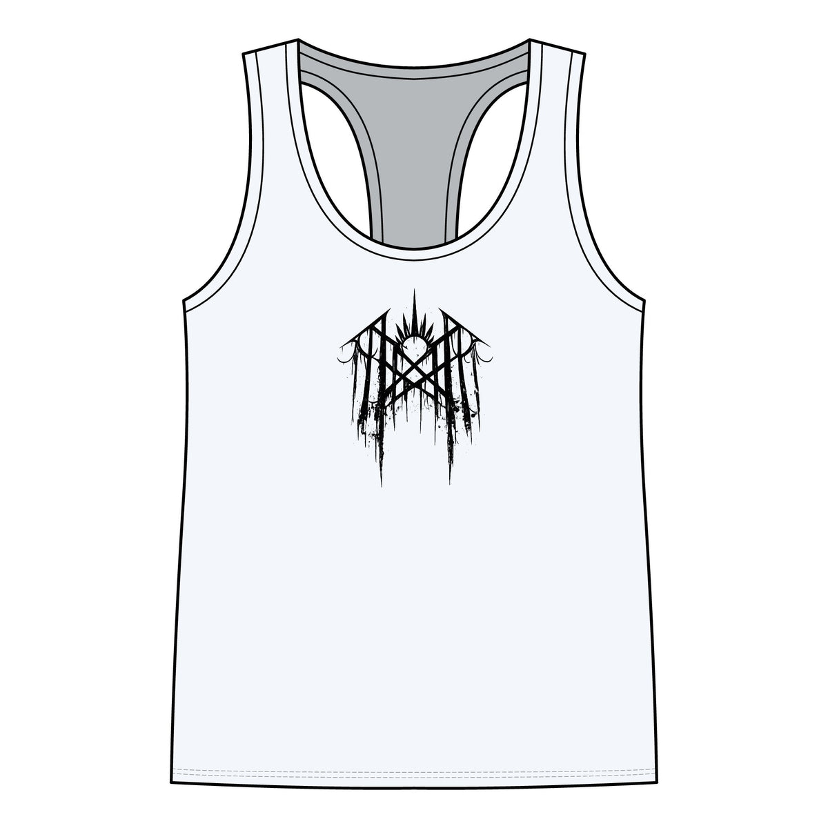 Worship Gothic Racerback Tank Top | Women’s Alternative Moon Graphic Shirt | Front & Back Print Tank