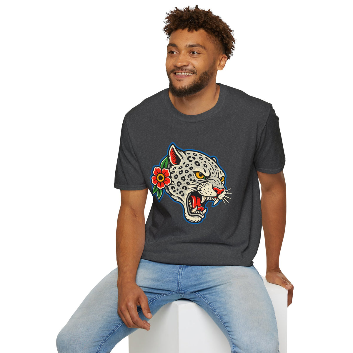 Snow Leopard Edition Shirt Tattoo Inspired Graphic Tee Leopard Streetwear Shirt Alternative Fashion Biker Tee Unisex Wild Cat Shirt