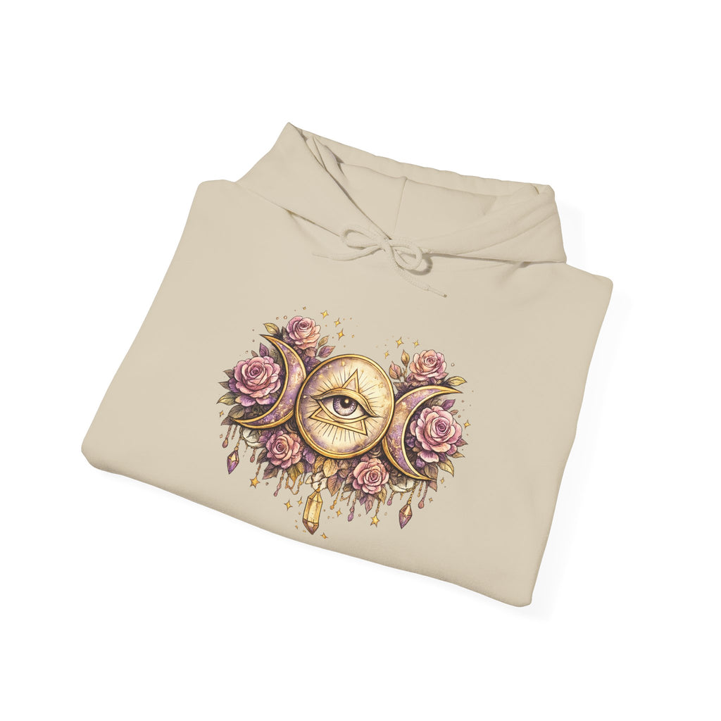 Mystical Third Eye Hoodie Celestial Moon Phase Sweatshirt Spiritual Aesthetic Hoodie Witchy Floral Pullover Boho Hoodie Cozy Sweatshirt