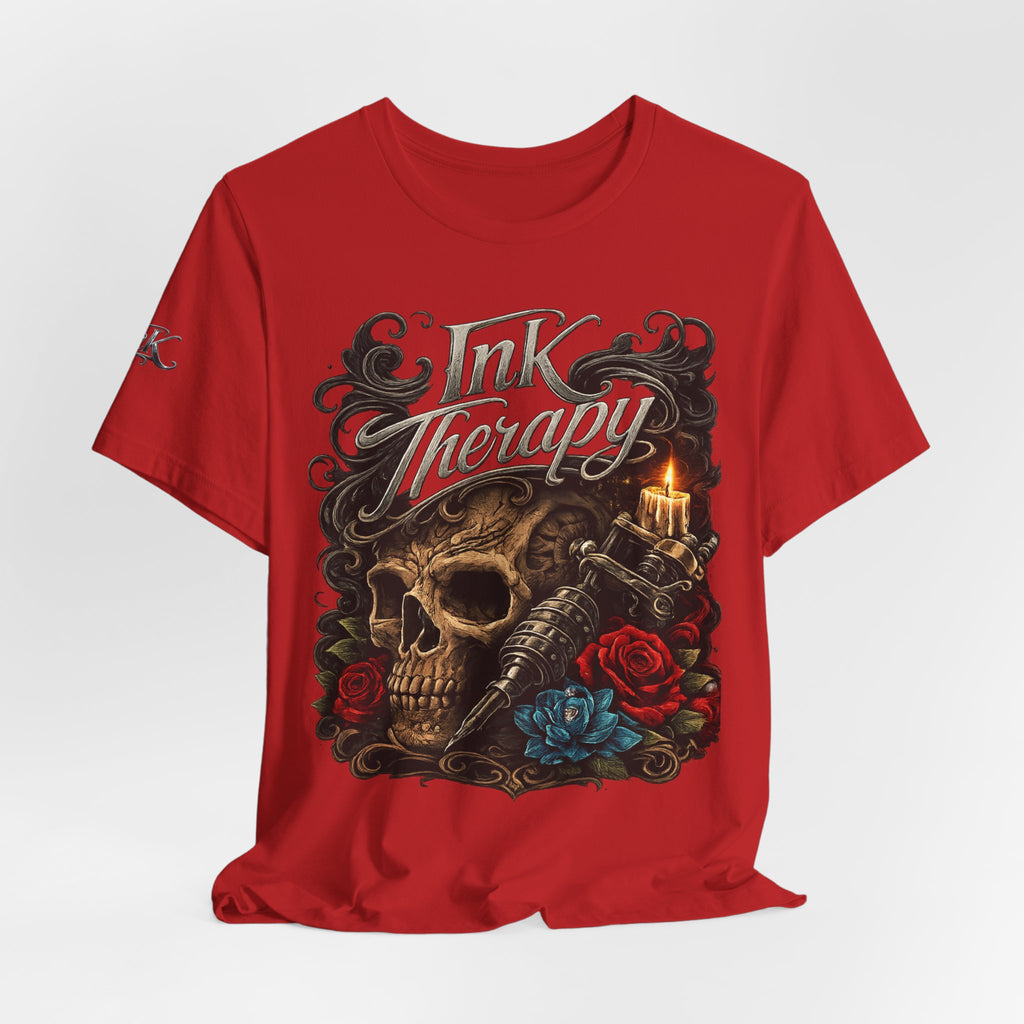 Ink Therapy Tattoo Shirt Skull Graphic Tee Gothic Streetwear Tattoo Artist Shirt Alternative Fashion Unisex Tattoo Lover T Shirt