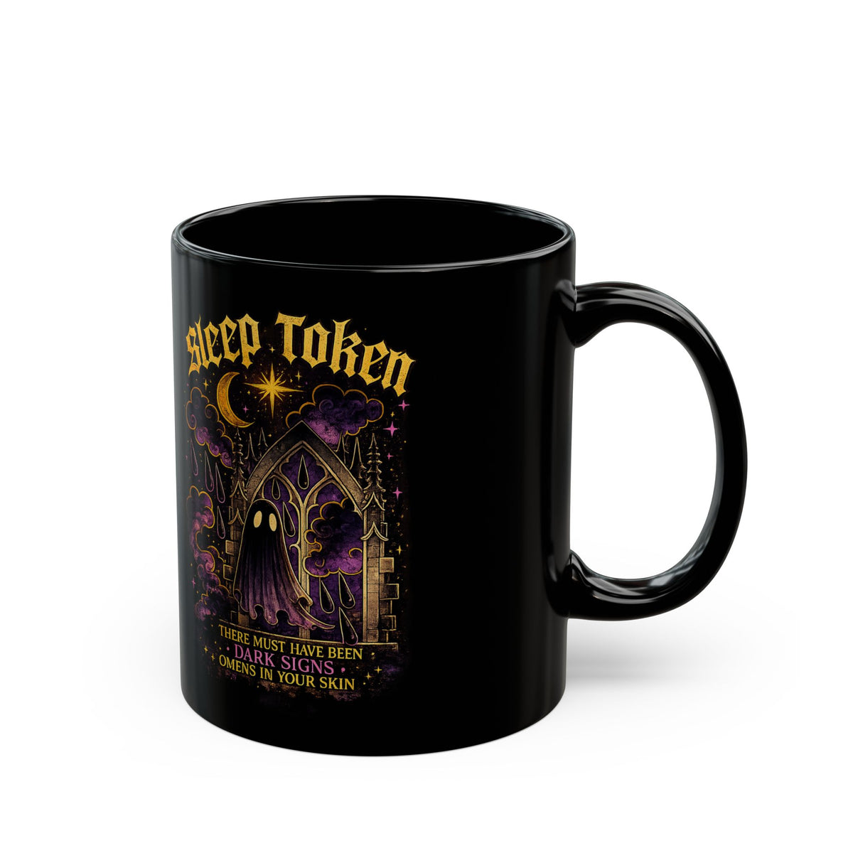 Sleep Token Inspired Dark Signs Black Ceramic Mug Gothic Alternative Coffee Cup Celestial Ghost Aesthetic 11oz Mug