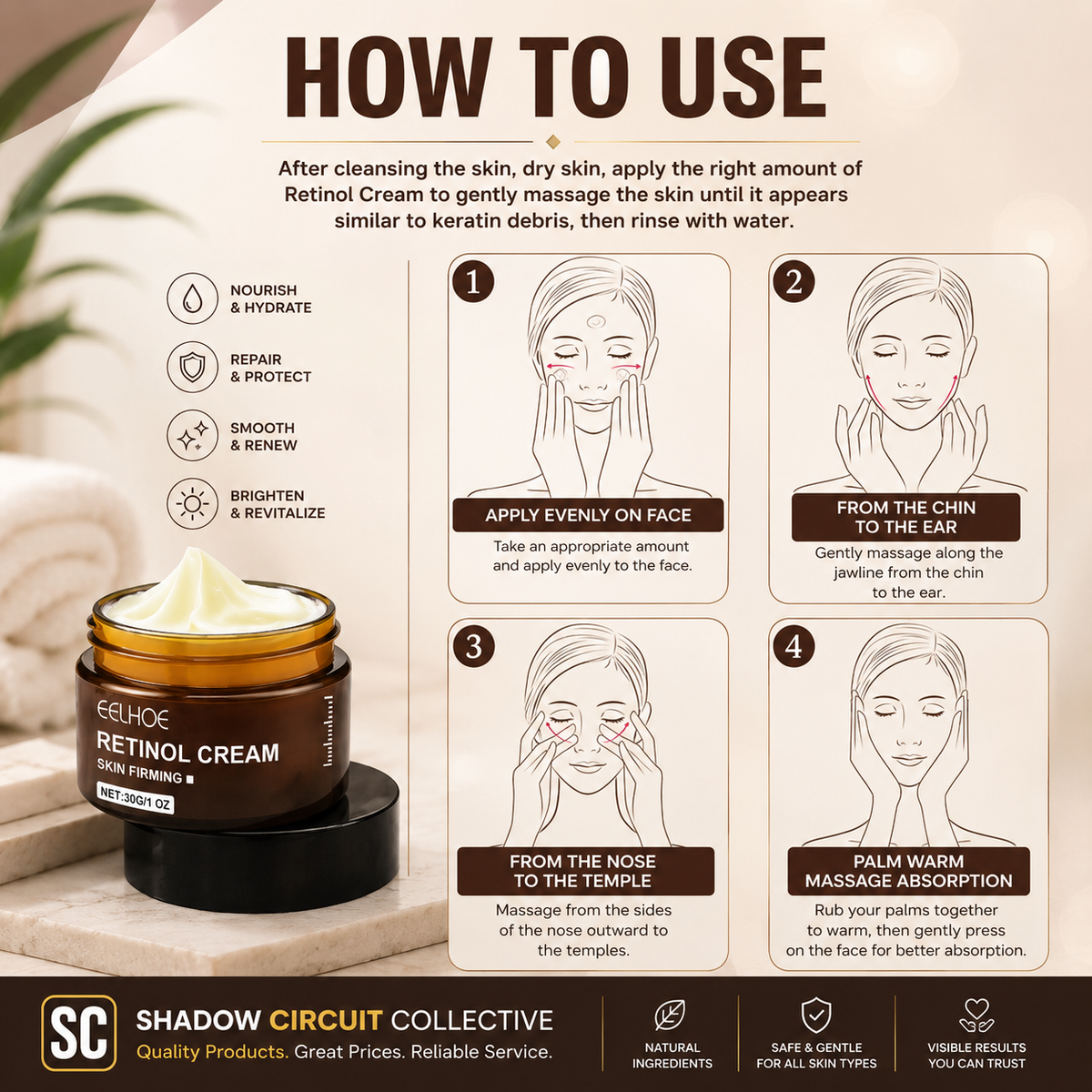 Reveal Smoother, Firmer Looking Skin | Retinol Face Cream for Fine Lines, Hydration & Skin Firming