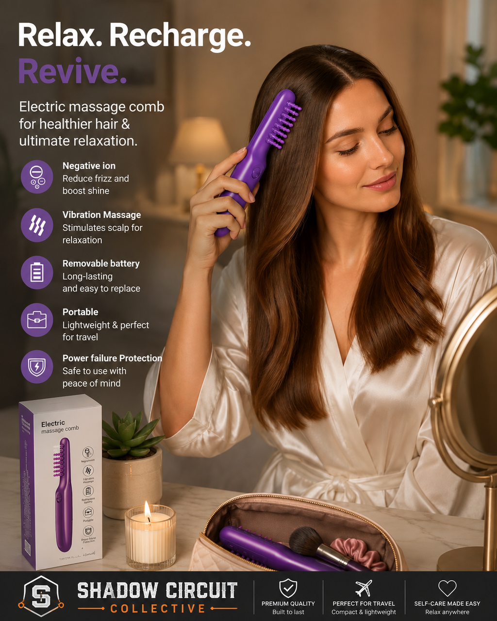 Electric Detangling Brush Scalp Massage Hair Brush