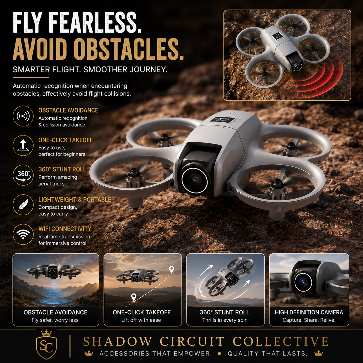 Never Miss the Perfect Shot | GT3 Mini Drone with HD Camera, WiFi FPV, Optical Flow Hover & Obstacle Avoidance
