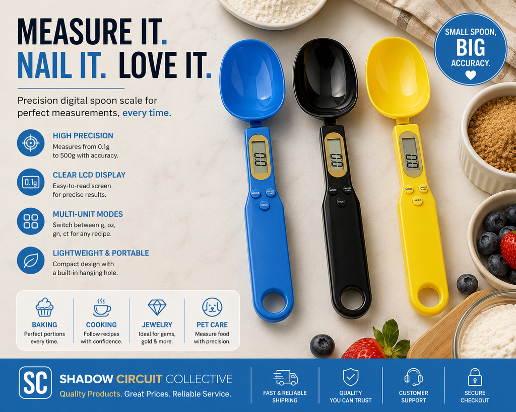 Measure Every Ingredient with Confidence | Digital Spoon Scale for Coffee, Baking, Meal Prep & Pet Food (0.1g Precision LCD Kitchen Scale)