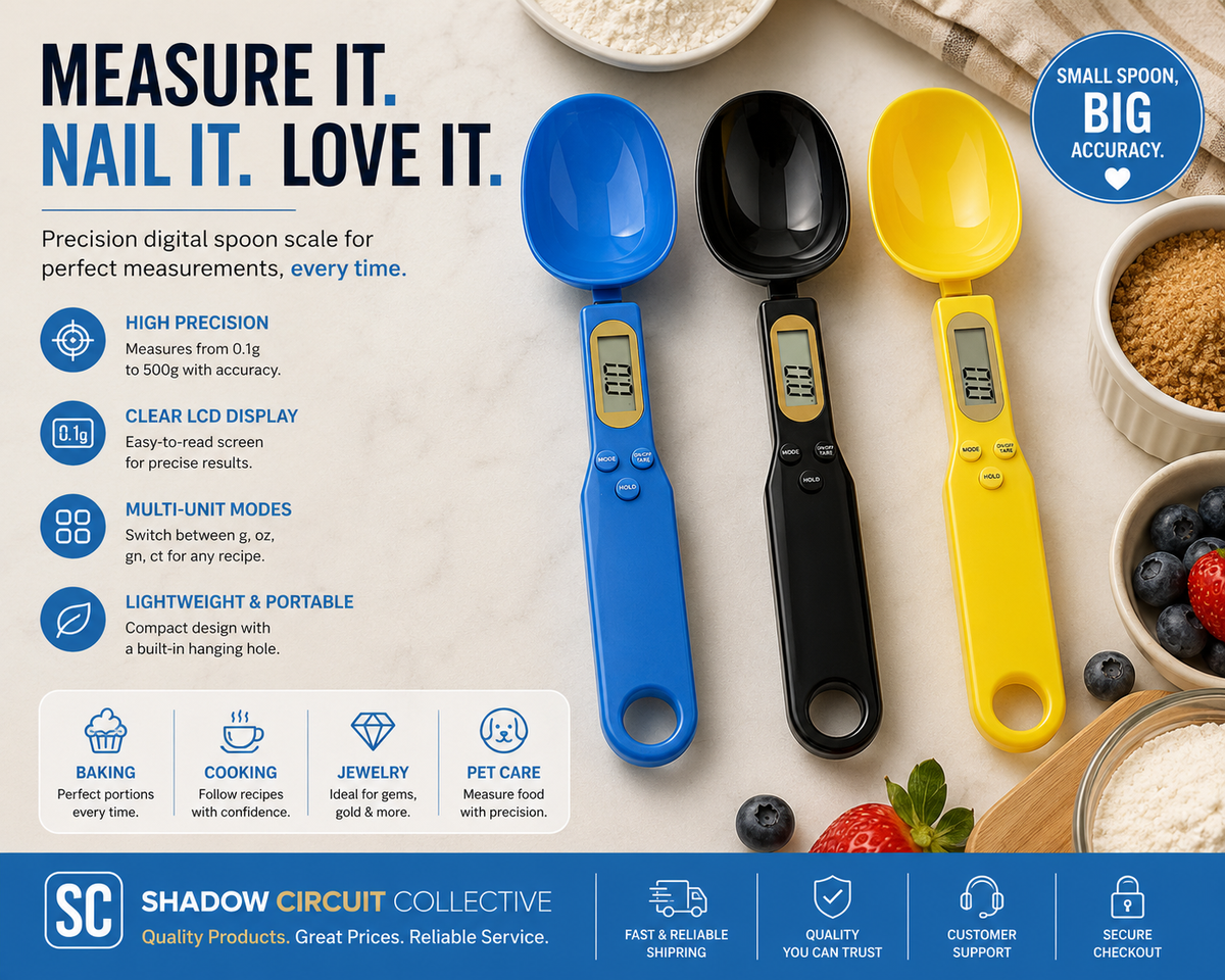 Measure Every Ingredient with Confidence | Digital Spoon Scale for Coffee, Baking, Meal Prep & Pet Food (0.1g Precision LCD Kitchen Scale)