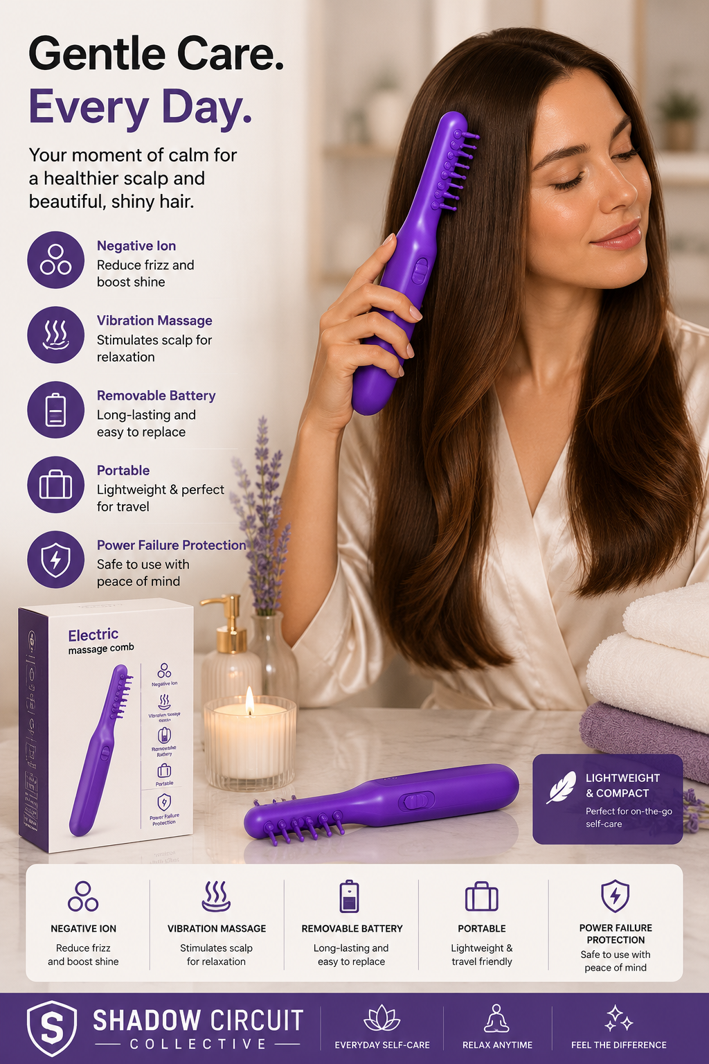 Electric Detangling Brush Scalp Massage Hair Brush