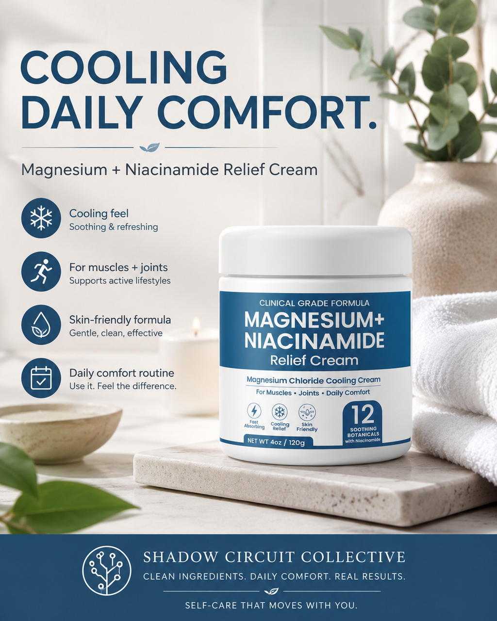 Heres The Cooling Cream Your Muscles Have Been Asking For Magnesium + Niacinamide Relief Cream | Cooling Comfort Cream for Muscles & Joints