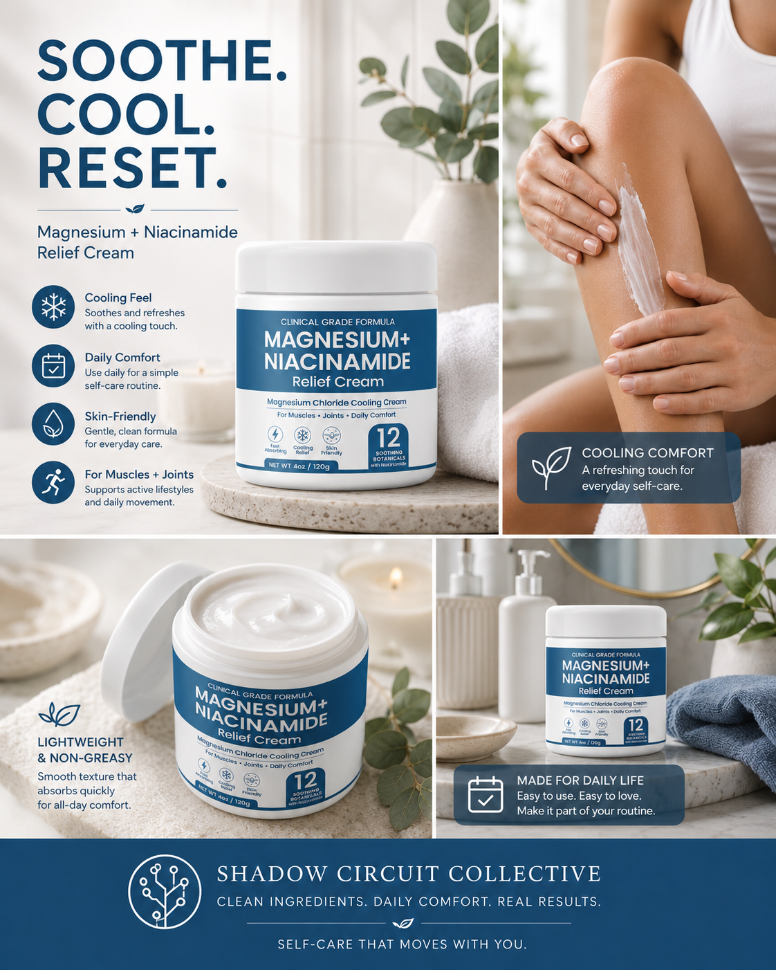 Heres The Cooling Cream Your Muscles Have Been Asking For Magnesium + Niacinamide Relief Cream | Cooling Comfort Cream for Muscles & Joints