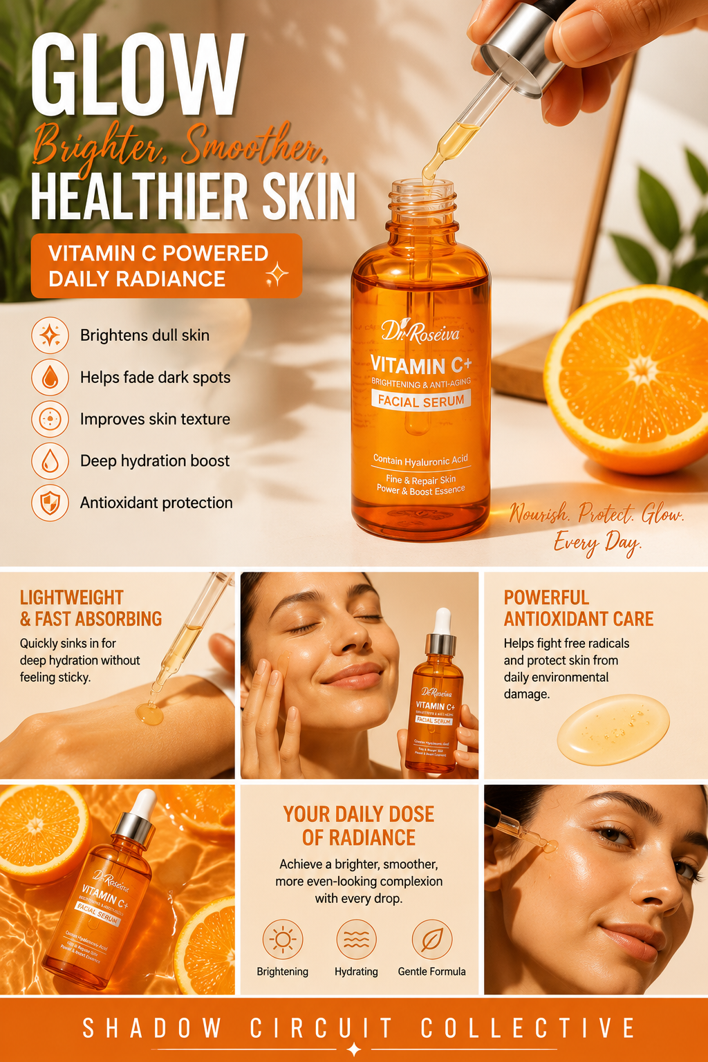 Dull Skin? Brighten & Hydrate with Vitamin C + Hyaluronic Acid Facial Serum