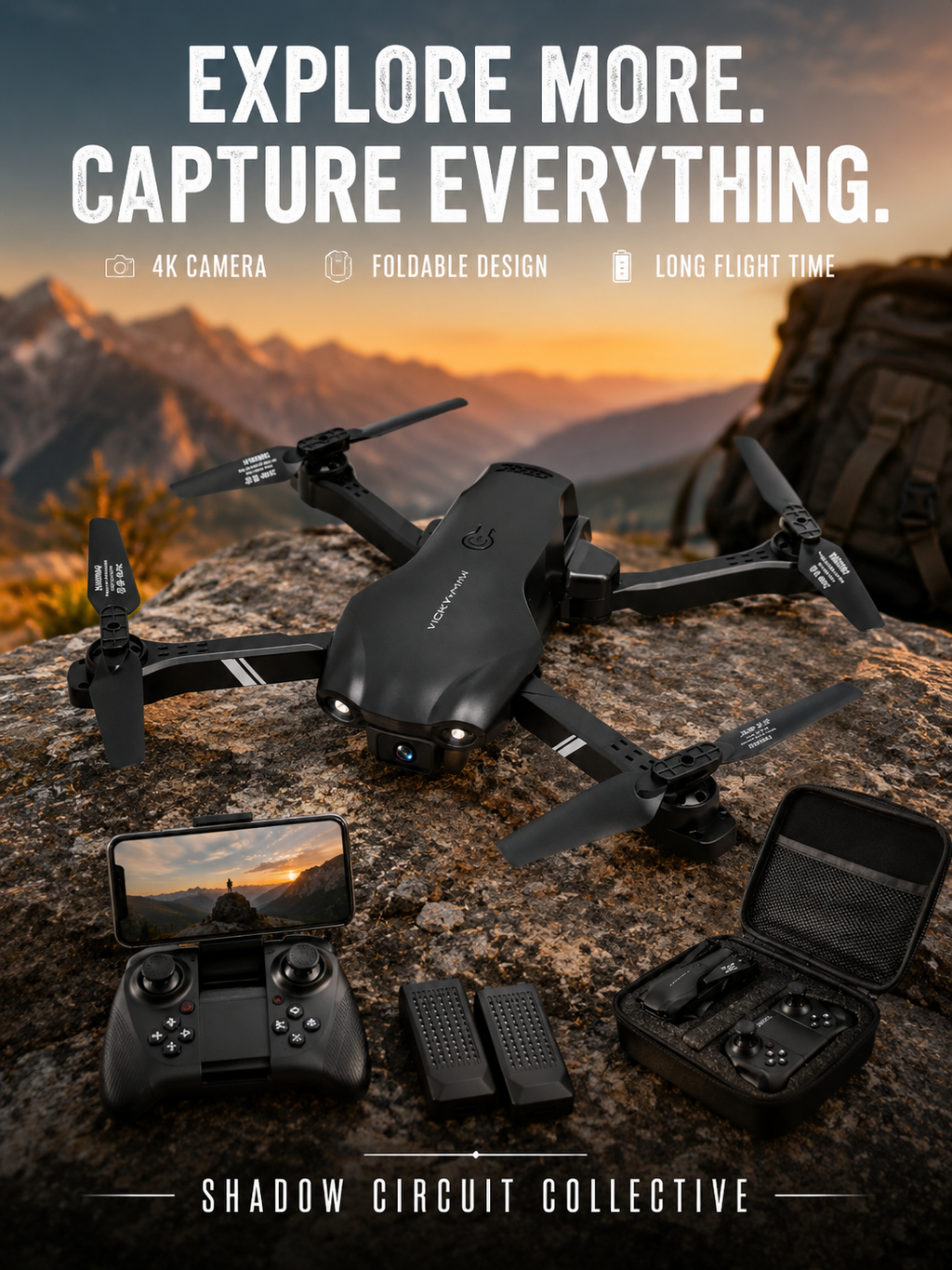 Capture Every Adventure in Stunning 6K | Foldable Dual Camera Drone with 2 Batteries