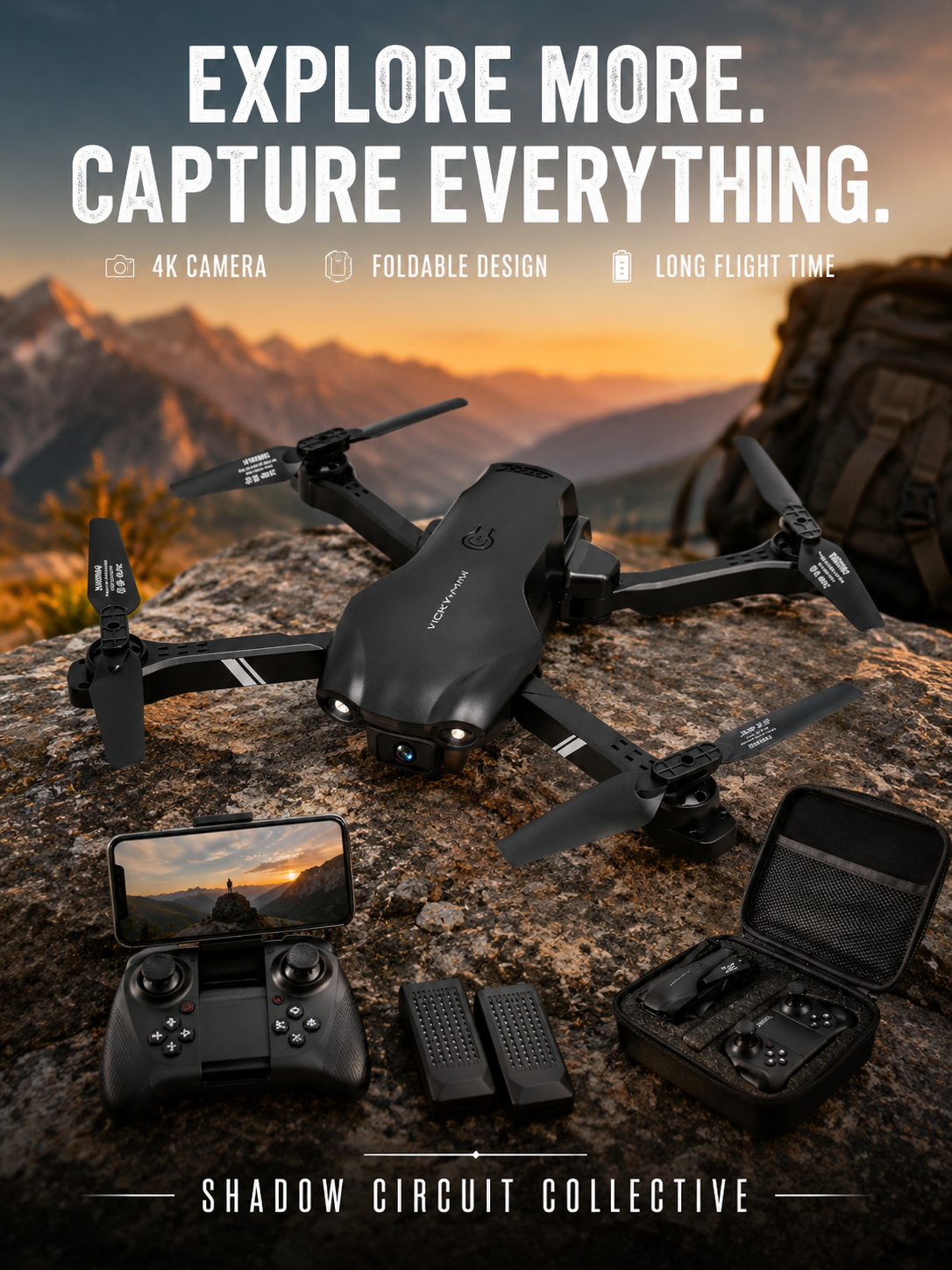 Capture Every Adventure in Stunning 6K | Foldable Dual Camera Drone with 2 Batteries